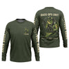 Maxcorners Bass Fishing Shirt, Personalized Military Fishing Long Sleeve Shirt, Funny Fishing Shirts For Men