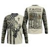 Maxcorners Faith Hunting Fishing Shirt, Christian Camo Deer Bass Patriotic Long Sleeve, Fishing UPF Shirts