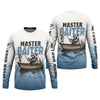 Maxcorners Master Baiter Shirt, Personalized Funny Raccoon Fishing Long Sleeve For Men, Fishing UPF Shirts