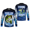 Maxcorners Fishing Is My Therapy Fishing UPF Shirt, Fish On, Personalized Fishing Shirt For Men, Mens Casual Shirts