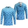 Maxcorners Swordfish Pattern Blue Fishing Shirt, Cute Fishing Outfits, SPF Shirt For Men, Men's Fishing Shirt
