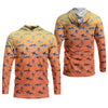 Maxcorners Swordfish Pattern Orange Fishing Shirt, Cute Fishing Outfits, SPF Shirt For Men, Men's Fishing Shirt