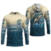 Maxcorners Fishing Is My Therapy Navy And Beige Fishing UPF Shirts, Gift For Fisherman, Fishing Shirts For Men