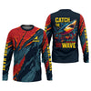 Maxcorners Catch The Wave Shark Fishing SPF Shirt, Mens Fishing Shirts Long Sleeve, Gift For Fisherman