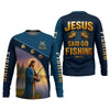 Maxcorners Jesus Said Go Fishing Funny Fishing Shirt, Christian Fishing SPF Shirt For Men, Men's Fishing Shirts Long Sleeve