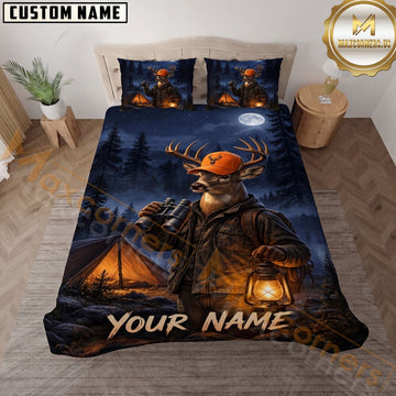 Maxcorners Deer Hunting Night Camping Personalized Name 3D Bedding Set