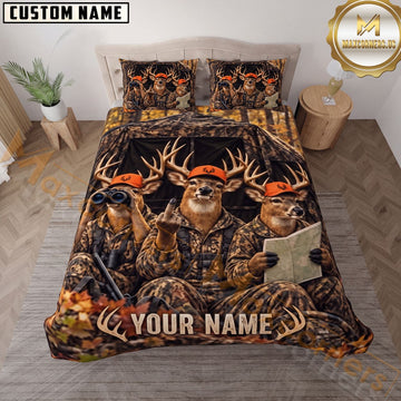 Maxcorners Deer Hunting Camo Hunting Crew Personalized Name 3D Bedding Set