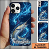 Maxcorners Electric Blue Lightning Splash Custom Name Fishing Phone Case