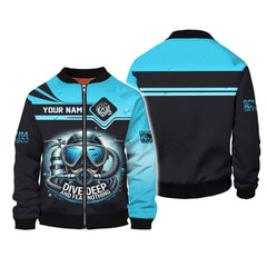 Maxcorners Scuba Diving Custom Name 3D Shirt Dive Deep And Fear Nothing Personalized Gift For Diver Lovers LM2111