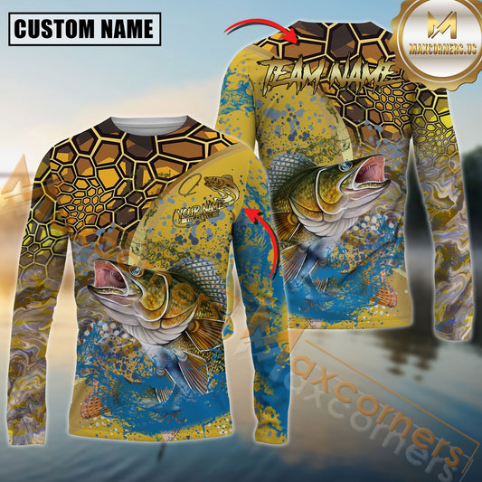 Maxcorners Walleyes Fishing Skinfish Pattern Sport Jersey Personalized Name, Team Name 3D All Over Printed Clothes