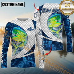 Maxcorners Mahi-Mahi Fishing Blue Wave Dynamic Sport Jersey Personalized Name, Team Name 3D All Over Printed Clothes