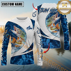 Maxcorners Pike Fishing Blue Wave Dynamic Sport Jersey Personalized Name, Team Name 3D All Over Printed Clothes