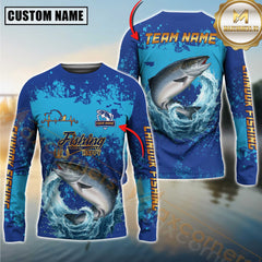 Custom Trout Fishing Shirt Long Sleeve – 3D Jumping Fish Design with Personalized Name and Team Name for Angler