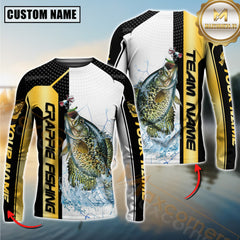 Maxcorners Crappie Fishing Golden Premium Dynamic Strike Sport Jersey Personalized Name, Team Name Long Sleeve Shirt