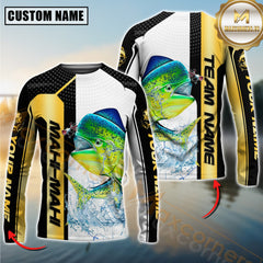 Maxcorners Mahi-Mahi Fishing Golden Premium Dynamic Strike Sport Jersey Personalized Name, Team Name Long Sleeve Shirt