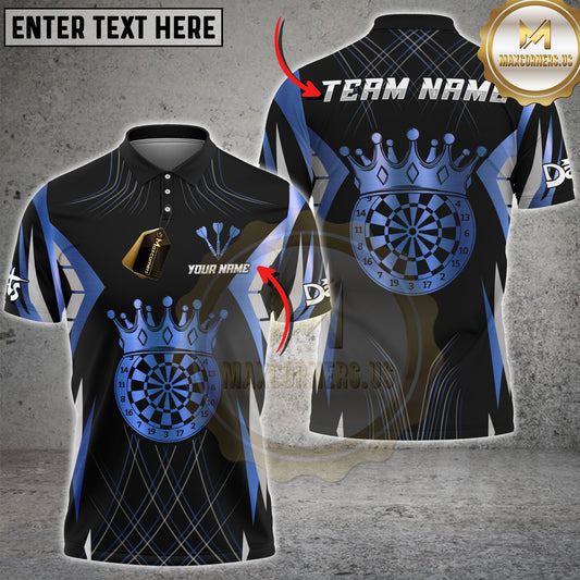 Maxcorners Dart Polo Shirt Royal Crown Target Pattern Multicolor Options Personalized Name, Team Name 3D Shirt (4 Colors)