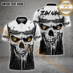 Maxcorners Billiards Black White Skull Personalized Name, Team Name 3D Shirts