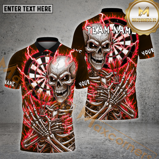 Maxcorners Dart Shirt – Electric Skeleton Dartboard Design, Multicolor Options Personalized Name, Team Name 3D Shirt (4 Colors)