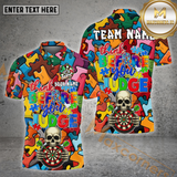 Maxcorners Darts Shirt –  Think Before You Judge Puzzle Skull Design Personalized Name, Team Name 3D Shirt