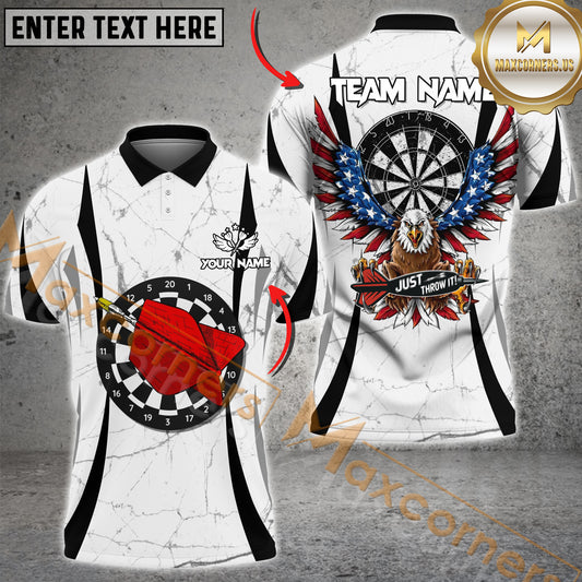 Maxcorners Darts Shirt American Eagle Marble Style Multicolor Options Personalized Name, Team Name 3D Shirt (4 Colors)