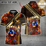 Maxcorners Bowling Shirt Royal Fireball Gold Stripe Design Multicolor Options Personalized Name, Team Name 3D Shirt (4 Colors)