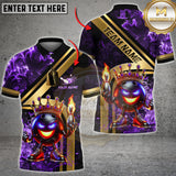 Maxcorners Bowling Shirt Royal Fireball Gold Stripe Design Multicolor Options Personalized Name, Team Name 3D Shirt (4 Colors)