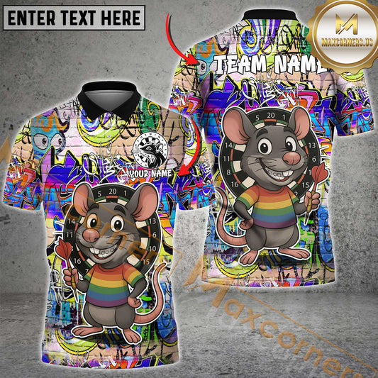 Maxcorners Dart Rat Graffiti Style Multicolor Options Personalized Name, Team Name 3D Shirt (4 Colors)