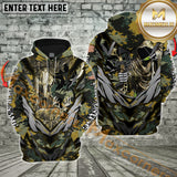 Maxcorners Hunting Hoodie Grim Reaper Bowhunter Skull Deer Camo Multioptions Custom Name Shirt 3D All Over Printed Clothes