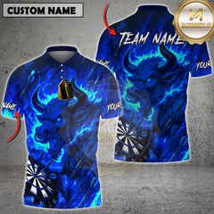 Maxcorners Darts Shirt Bull Fire Flames Multicolor Options Personalized Name, Team Name 3D Shirt (4 Colors)