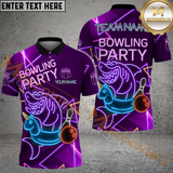 Maxcorners Bowling Jersey Funny Shark Unicorn Float Bowling Party Neon Style Multicolor Options Personalized Name, Team Name 3D Shirt (4 Colors)