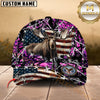 Maxcorners Hunting Moose Cap American Flag Camo Multicolor Options Personalized Name 3D Cap
