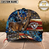 Maxcorners Deer Hunting American Flag Rustic Camo Multicolor Options Personalized Name 3D Cap