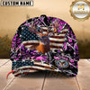 Maxcorners Hunting Deer Cap American Flag Camo Multicolor Options Personalized Name 3D Cap