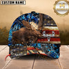 Maxcorners Moose Hunting American Flag Rustic Camo Multicolor Options Personalized Name 3D Cap