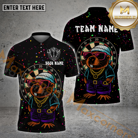 Maxcorners Darts Shirt – Streetwear Capybara with Shades Style, Multicolor Options Personalized Name, Team Name 3D Shirt (4 Colors)