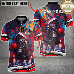 Maxcorners Bowling Shirt Street Wolf Graffiti Urban Style Multioptions Personalized Name, Team Name Unisex 3D Shirt (4 Colors)