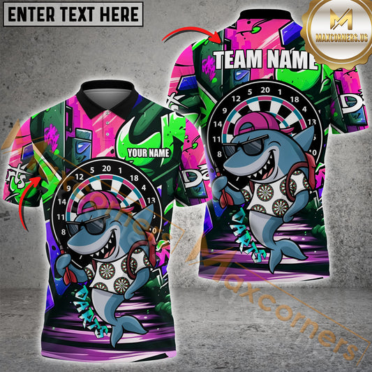 Maxcorners Dart Shark Street Style Multicolor Options Personalized Name, Team Name 3D Shirt (4 Colors)