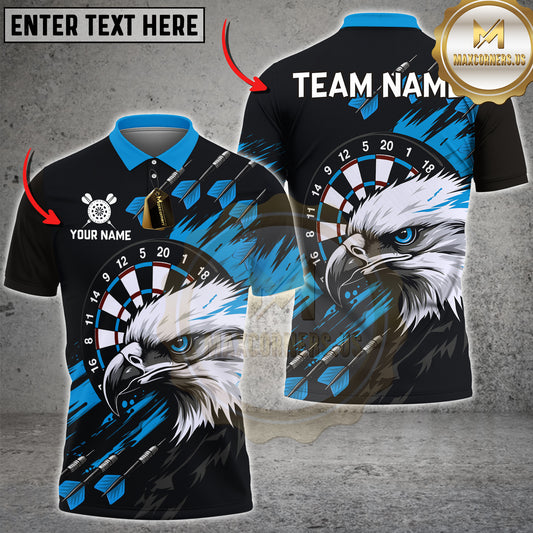 Maxcorners Darts Shirt Bald Eagle Black Graffiti Style Multicolor Options Personalized Name, Team Name Unisex 3D Shirt (4 Colors)