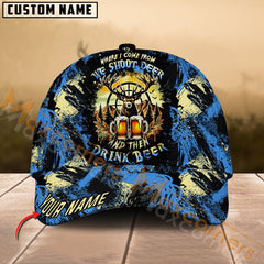 Maxcorners Hunting Hat – Shoot Deer Then Drink Beer Quote Design, Multicolor Options Personalized Name Custom Cap