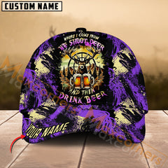 Maxcorners Hunting Hat – Shoot Deer Then Drink Beer Quote Design, Multicolor Options Personalized Name Custom Cap