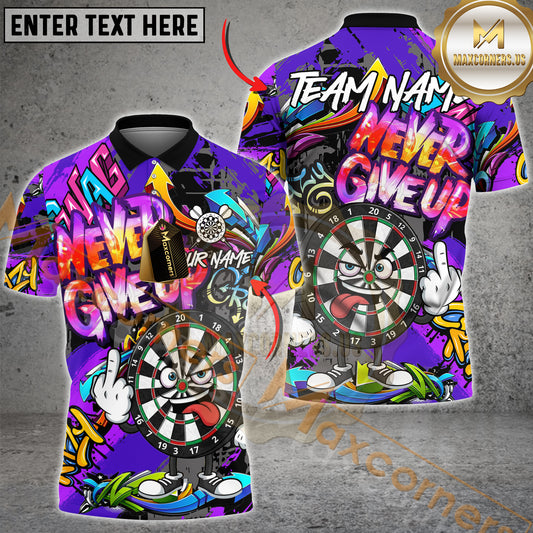 Maxcorners Dartboard Graffiti Never Give Up Style Multicolor Options Personalized Name, Team Name 3D Shirt (4 Colors)