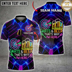 Maxcorners Darts & Beer Neon Mugs Quote Shirt Personalized Name, Team Name 3D Shirt