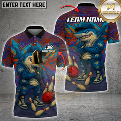 Maxcorners Bowling Gang Shark Shirt Personalized Name, Team Name 3D Shirt