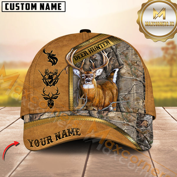 Maxcorners Golden Line Premium Pattern Hunting Personalized Name 3D Cap (Multioption)