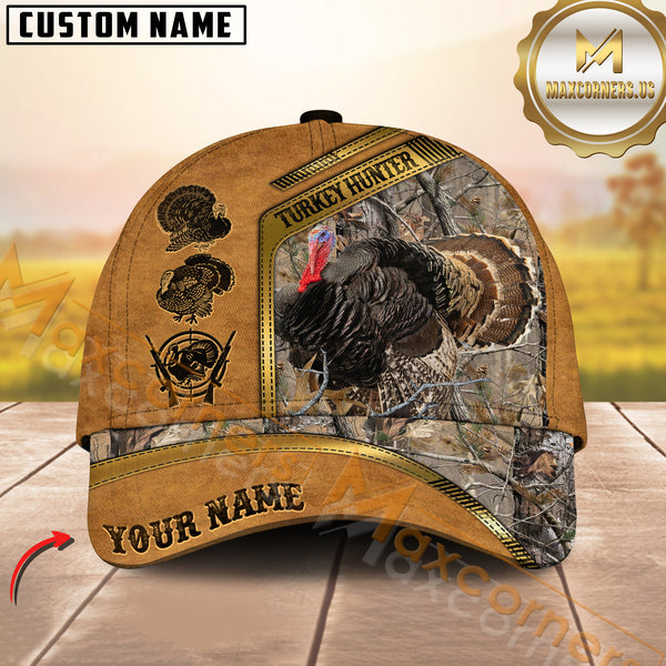 Maxcorners Golden Line Premium Pattern Hunting Personalized Name 3D Cap (Multioption)