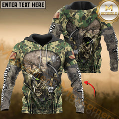 Maxcorners Boar Hunting Hoodie Camo Grim Reaper Bow Hunter Multioptions Custom Name Shirt 3D All Over Printed Clothes
