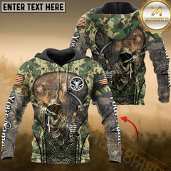 Maxcorners Deer Hunting Hoodie Camo Grim Reaper Bow Hunter Multioptions Custom Name Shirt 3D All Over Printed Clothes