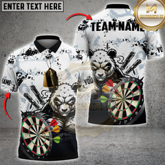 Panda Dartboard Shirt Custom Name – Fierce Bear Dart Team Jersey with Personalized Text 3D Design