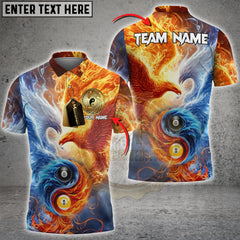 Maxcorners Billiards Yin Yang Phoenix Fire & Ice Personalized Name, Team Name 3D Shirt