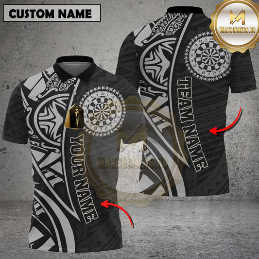 Maxcorners Darts Tribal Polynesian Pattern Multicolor Options Personalized Name, Team Name 3D Shirt (4 Colors)